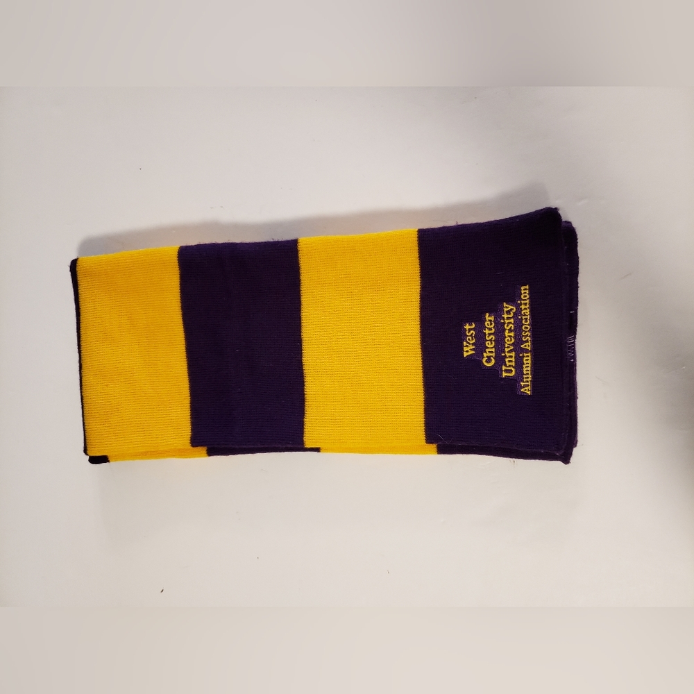 West Chester University Alumni Scarf Golden Rams Purple & Yellow - Picture 5 of 5
